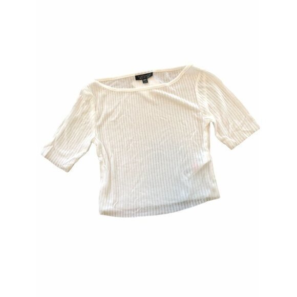 TopShop Crop Top Shirt Fitted Stretch Short Sleeve Casual NWT - Picture 1 of 10
